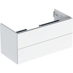 Mueble bajo Geberit serie ONE para lavabo, con dos cajones: Ancho de lavabo=105cm, Blanco, Cubierto brillante intenso